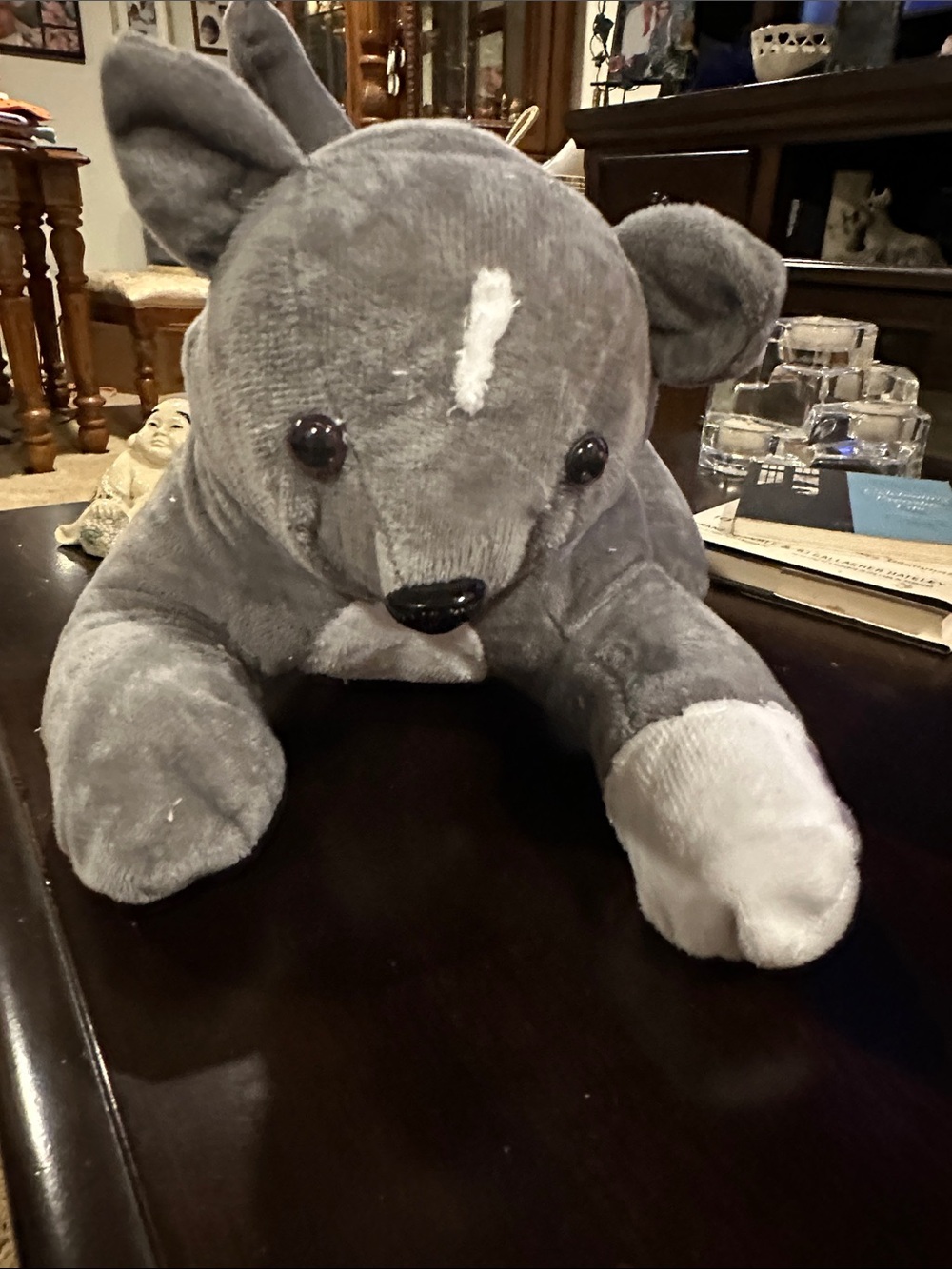 Handmade Gray Plush Rhino Stuffed Animal - Soft Grey Plush